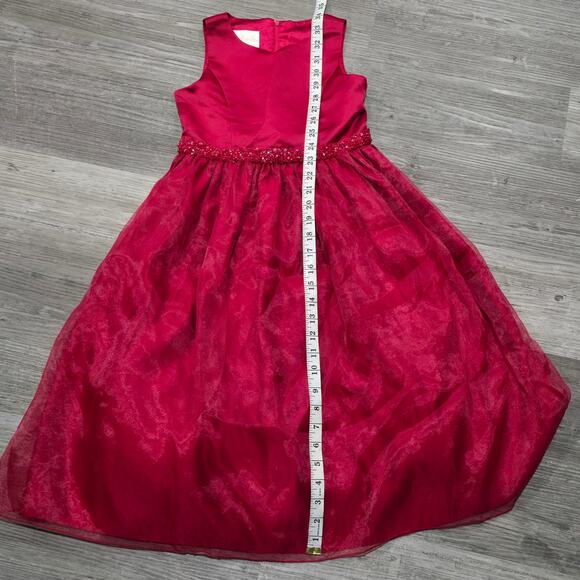 Cinderella Red Sleeveless Beaded Holiday Formal Girl's Dress - Picture 9 of 10